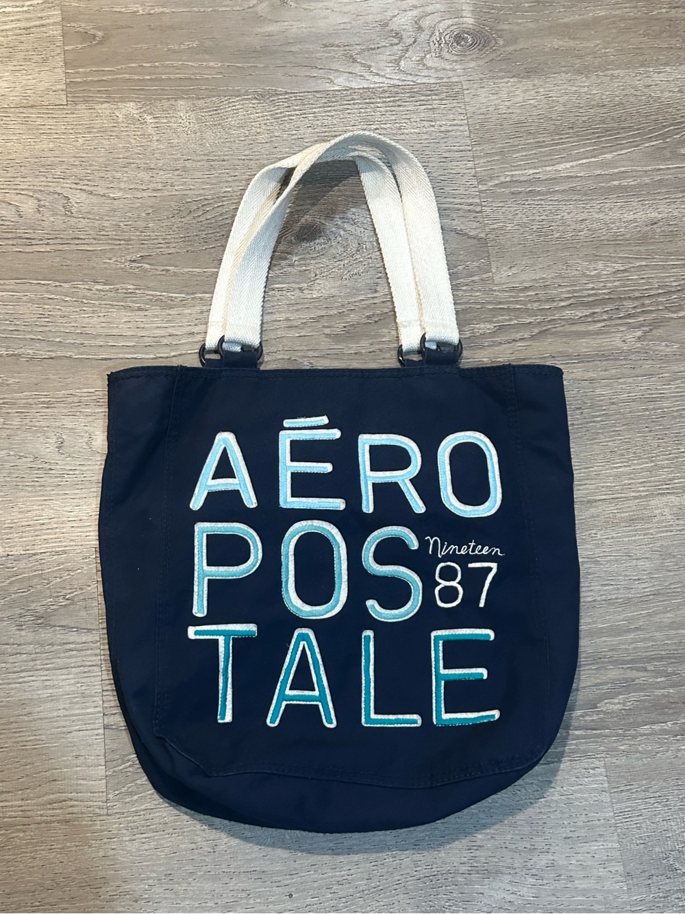 Aeropostale Vintage Tote Bag Navy Blue Nineteen 87 Canvas Shoulder Bag